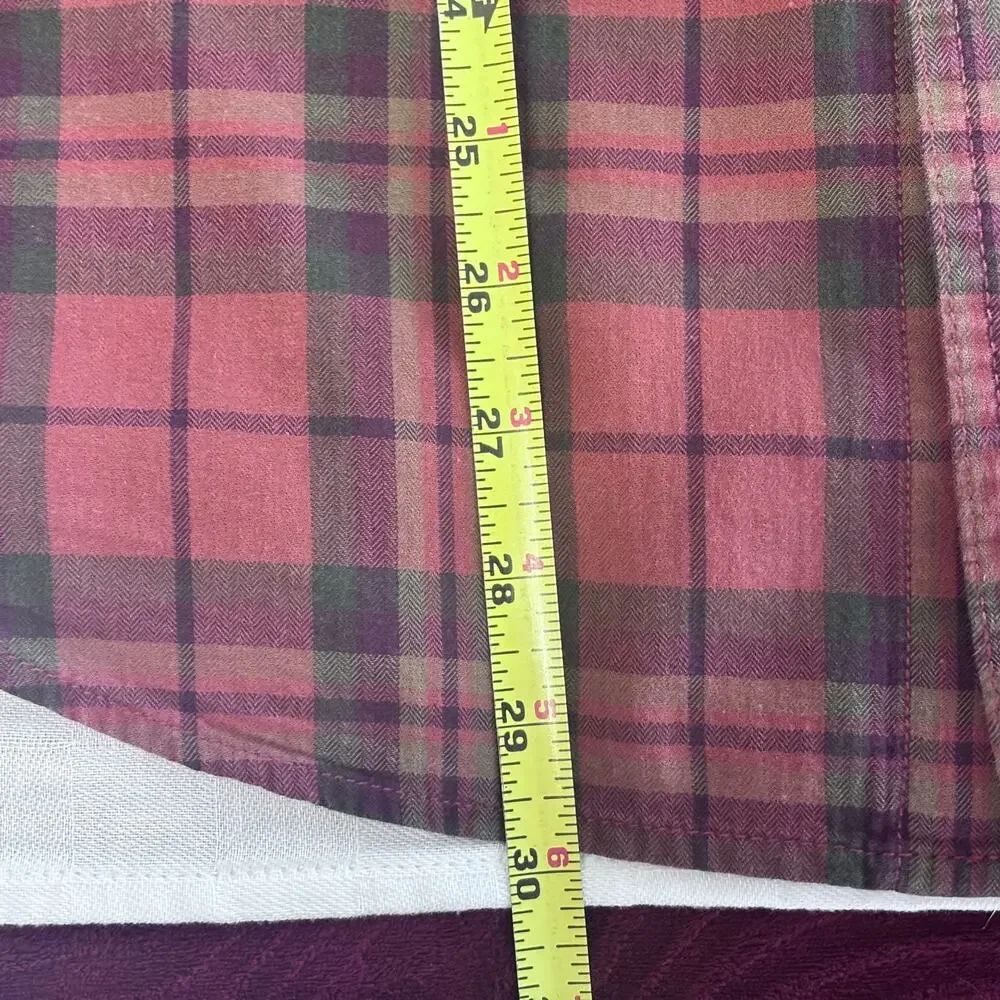 EUC Roundtree & Yorke Casuals, burnt orange plaid long sleeve shirt, size large